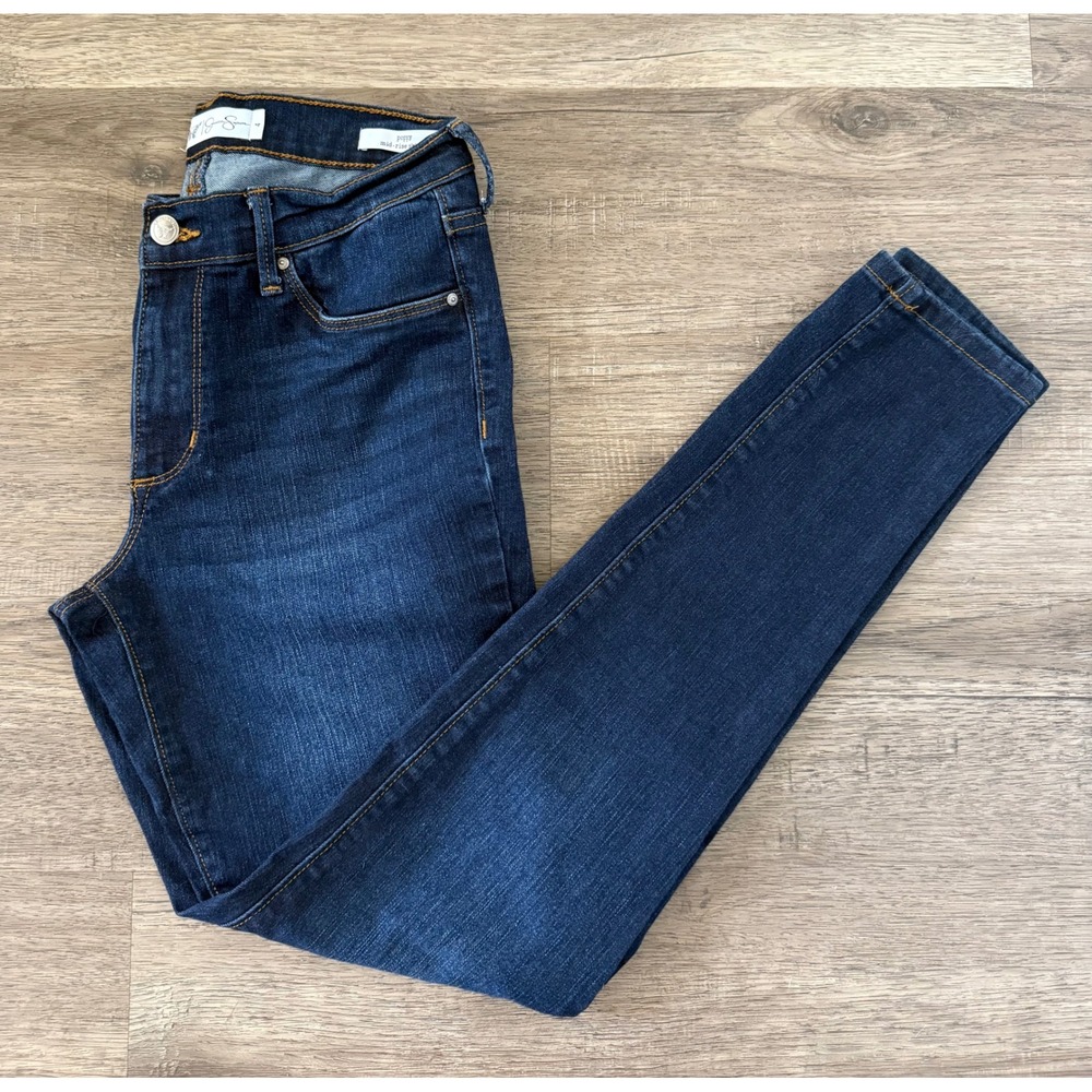 Jessica Simpson Poppy Mid Rise Skinny Jeans Dark Wash Blue Denim Womens 4